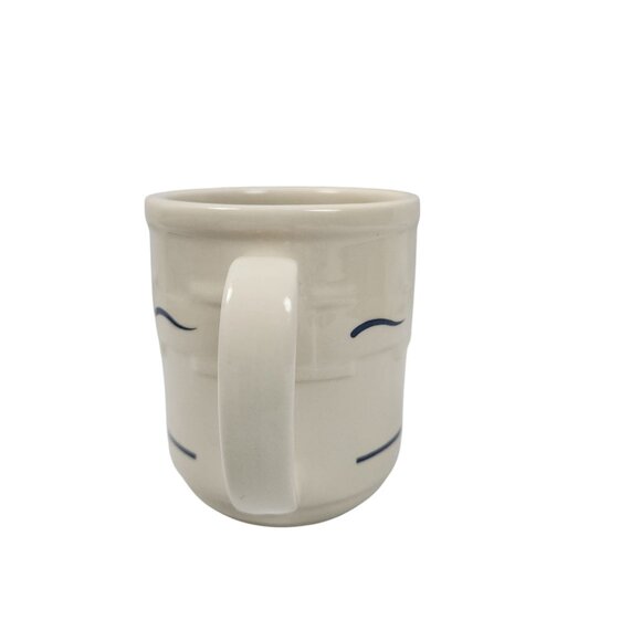 Longaberger Pottery Ivory Ceramic Mug Blue Weave Pattern 12oz - Picture 5 of 6